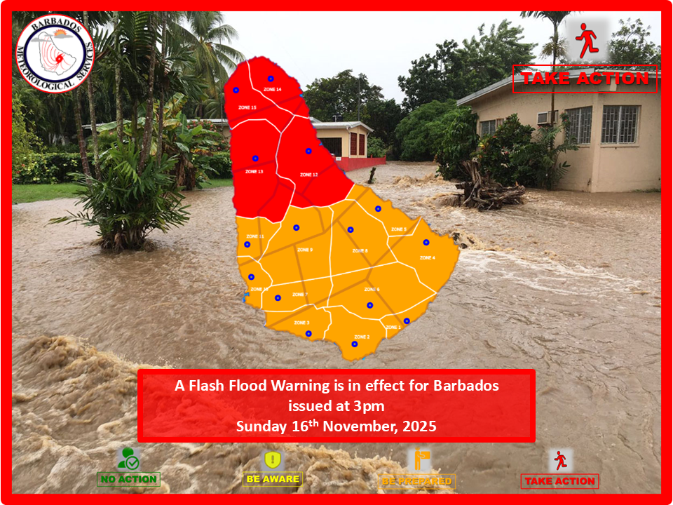 Flash-Flood Warning issued for northern Barbados