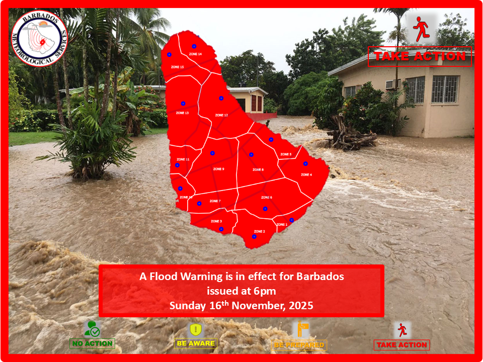 Update: Heavy rains trigger overnight flood warning for Barbados