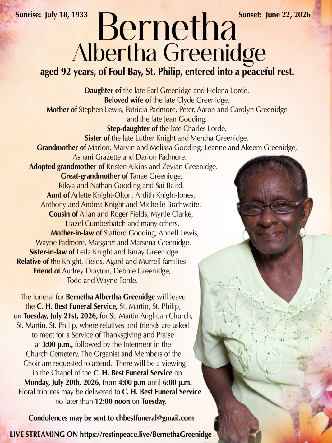 BERENTHA GREENIDGE