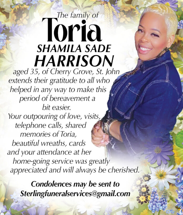 TORIA HARRISON-thank you